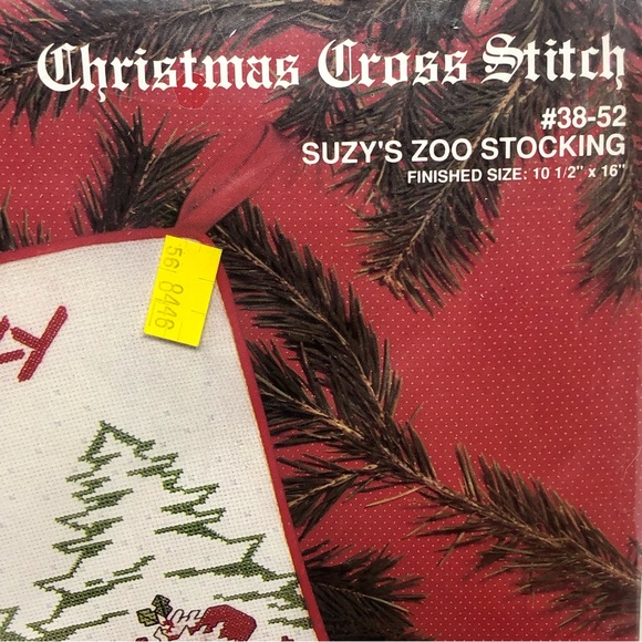 Janlynn SUZY'S ZOO Christmas Stocking Sledding Cross Stitch Kit #38-52 1989 VTG - Picture 3 of 5